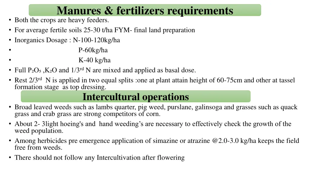 manures fertilizers requirements