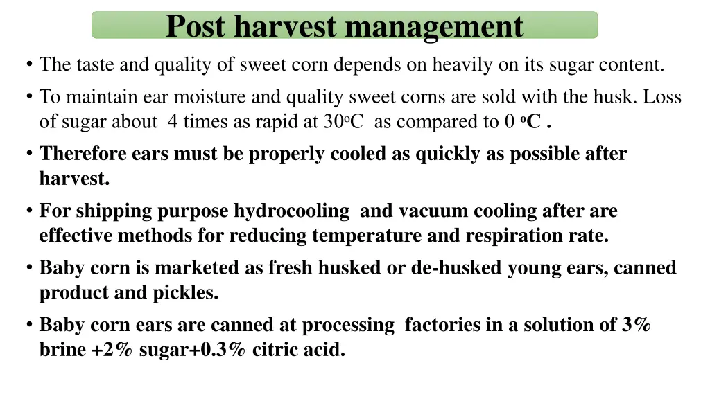 post harvest management