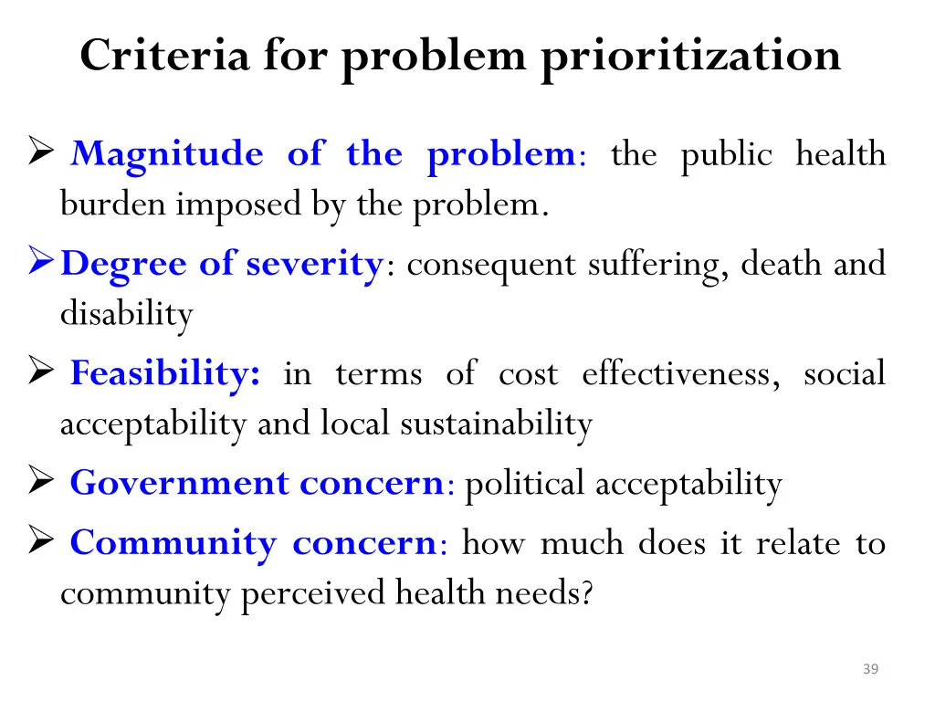 criteria for problem prioritization