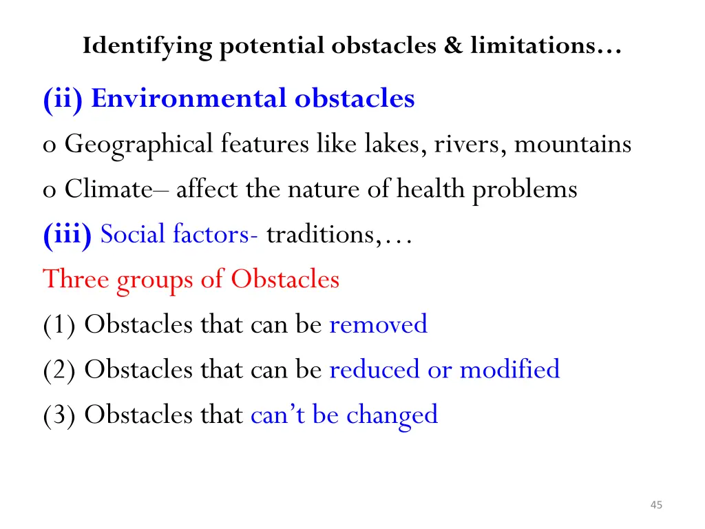 identifying potential obstacles limitations