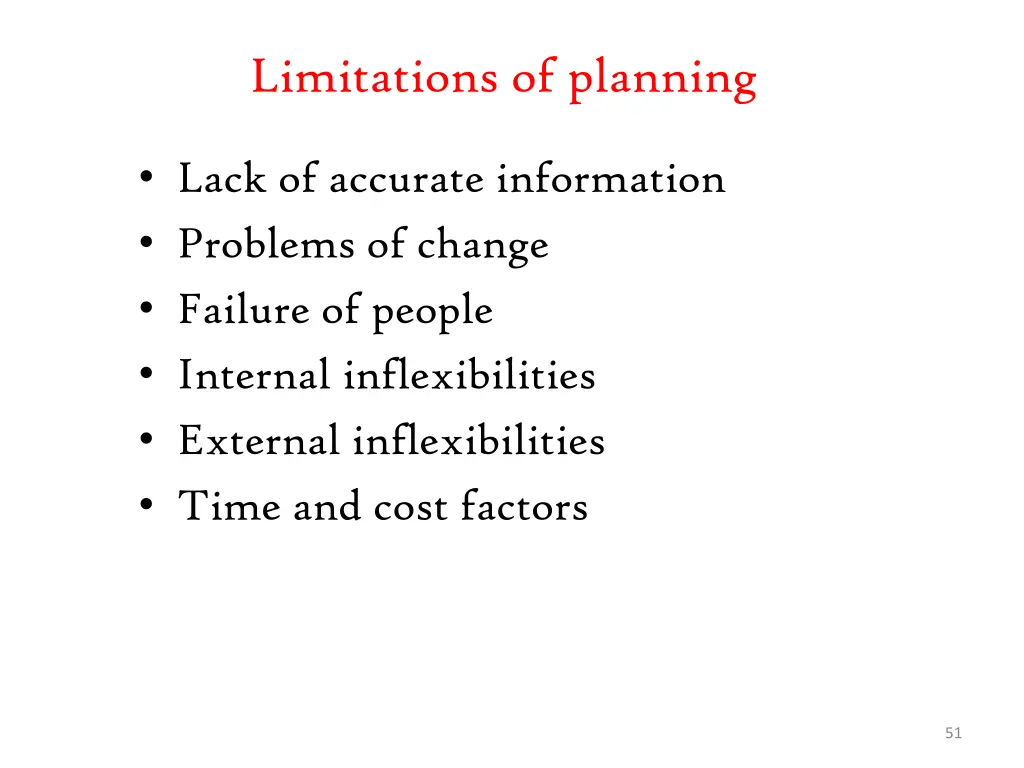 limitations of planning