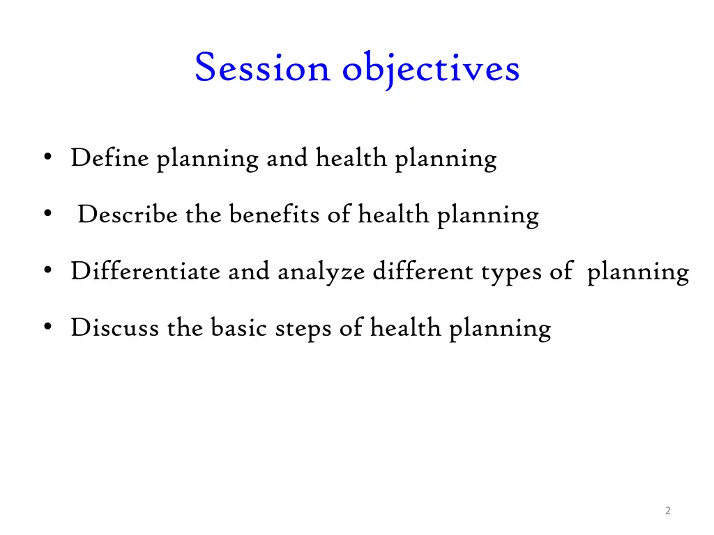 session objectives