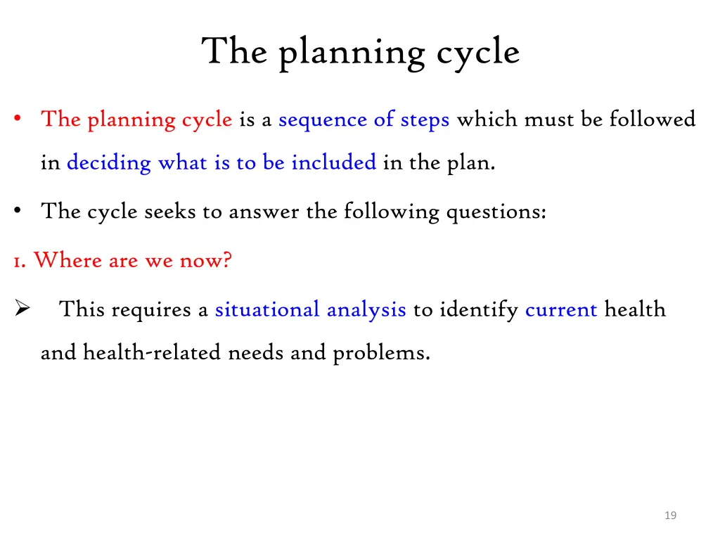 the planning cycle