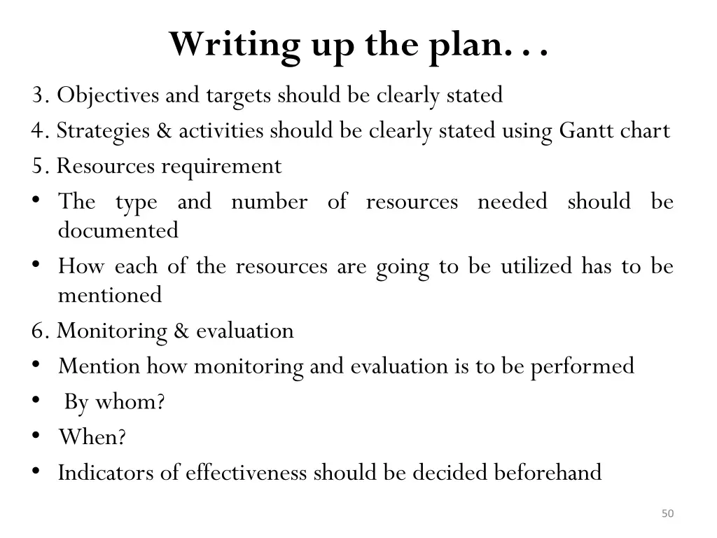 writing up the plan 3 objectives and targets