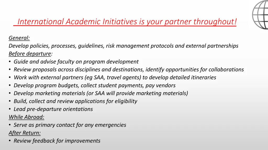 international academic initiatives is your