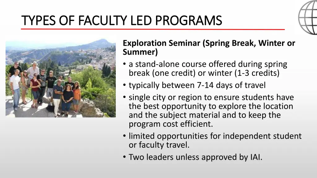 types of faculty led programs types of faculty