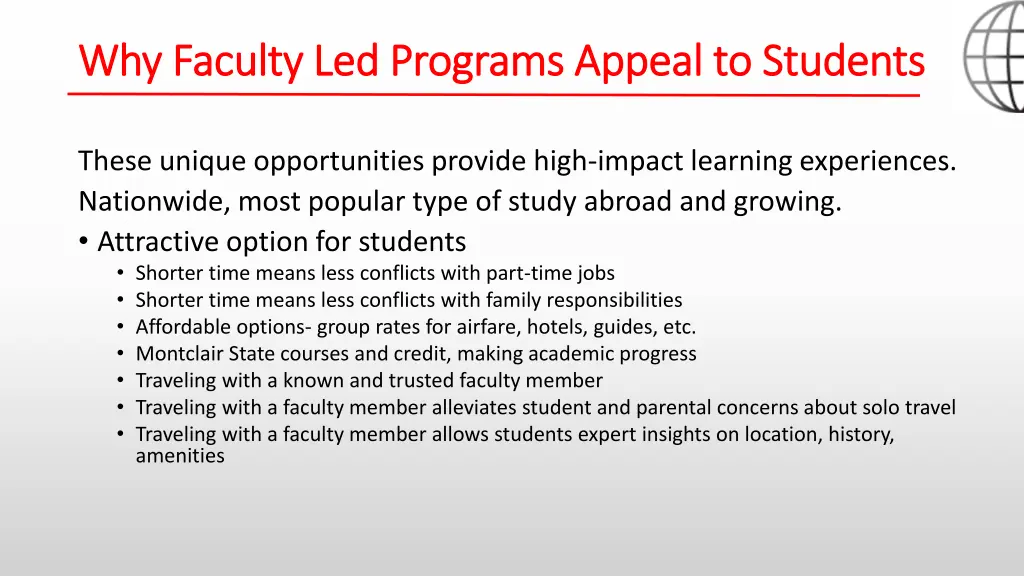 why faculty led programs appeal to students