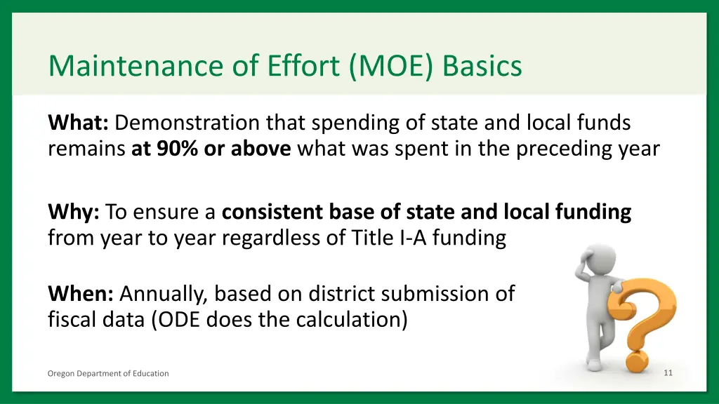 maintenance of effort moe basics