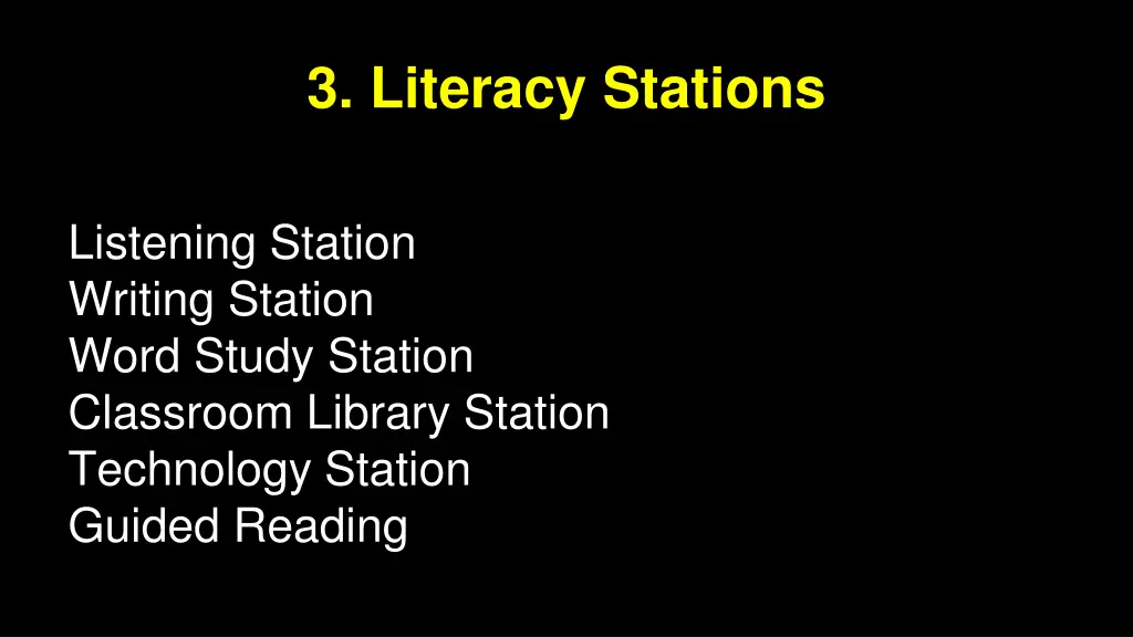 3 literacy stations