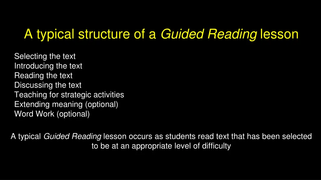 a typical structure of a guided reading lesson