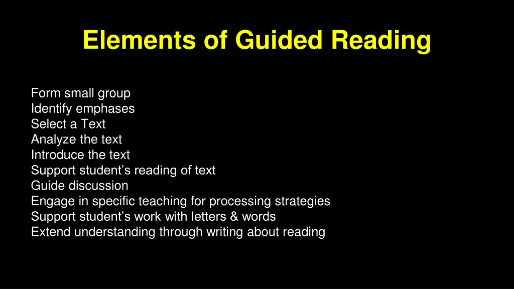 elements of guided reading