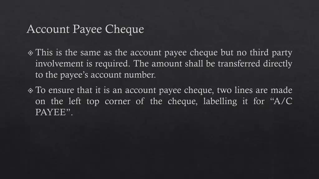 account payee cheque