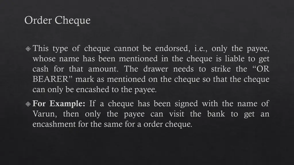 order cheque