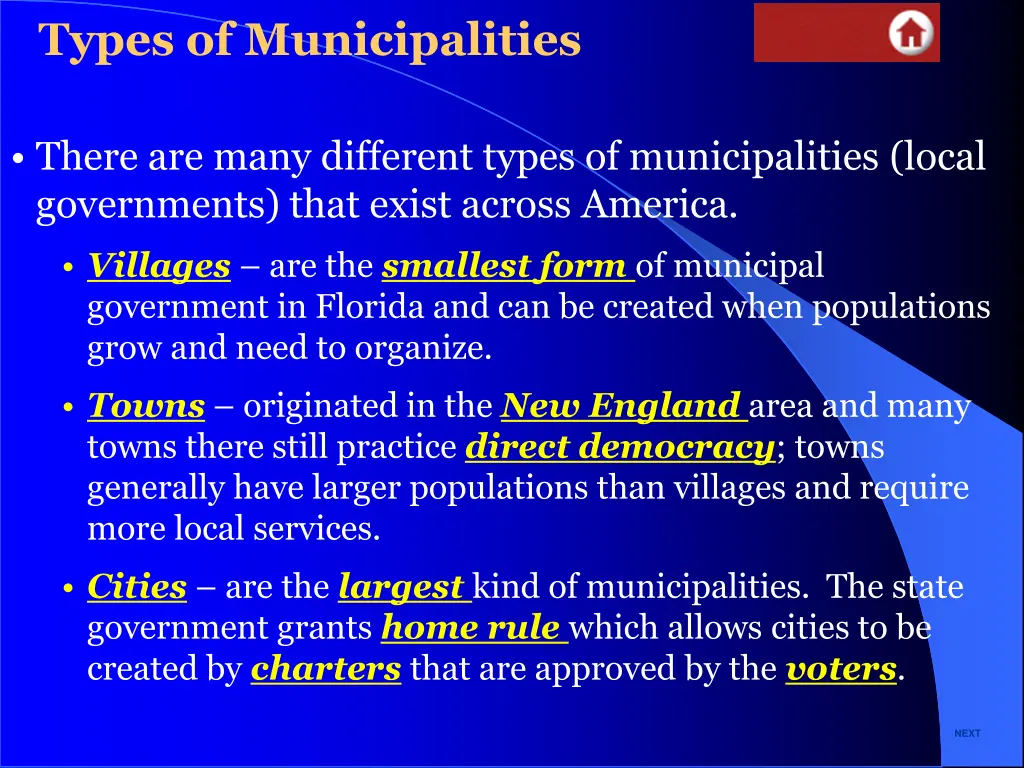 types of municipalities