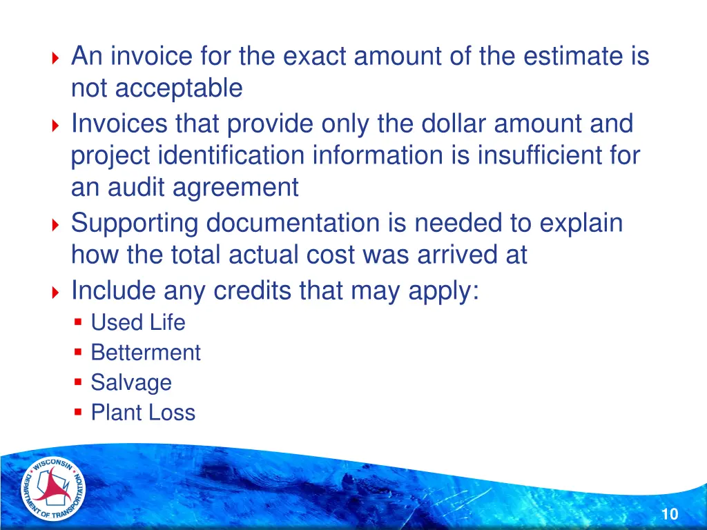 an invoice for the exact amount of the estimate