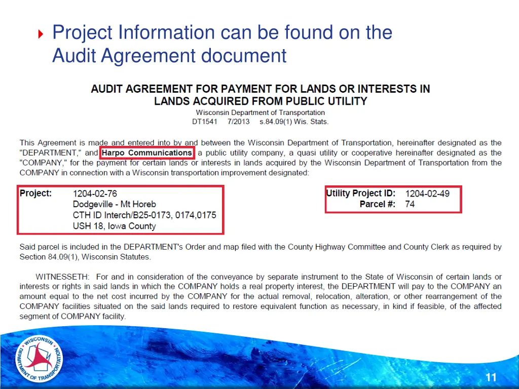 project information can be found on the audit