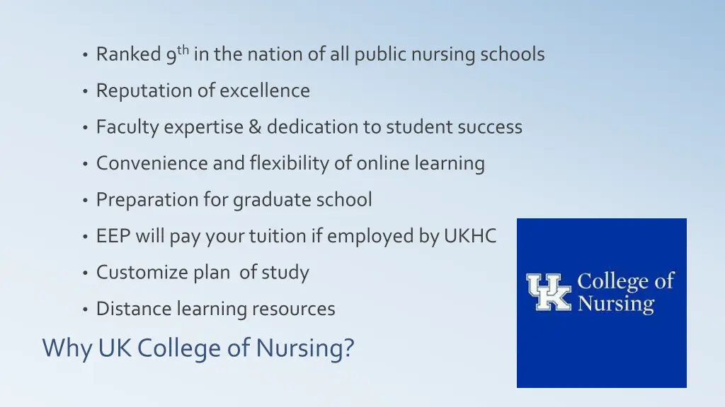 ranked 9 th in the nation of all public nursing