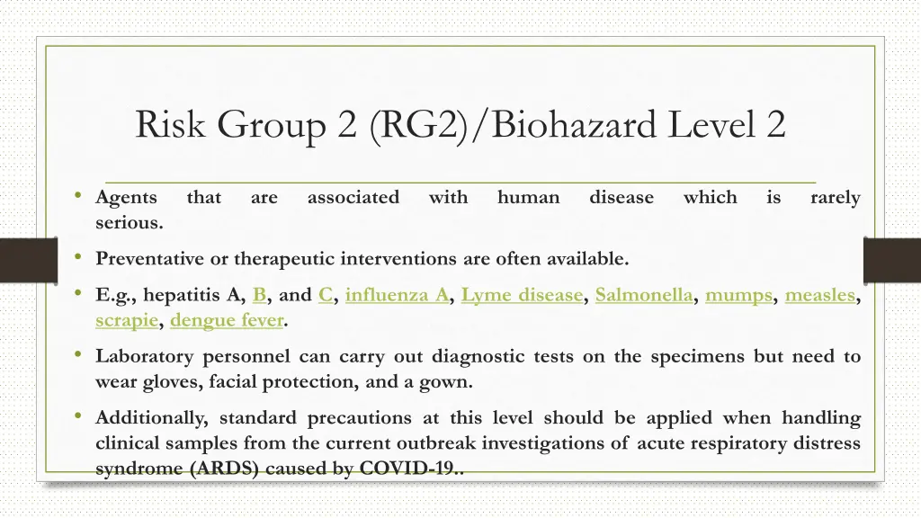 risk group 2 rg2 biohazard level 2