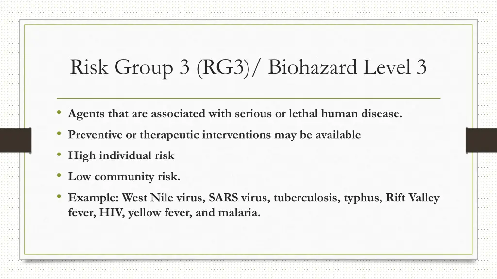 risk group 3 rg3 biohazard level 3