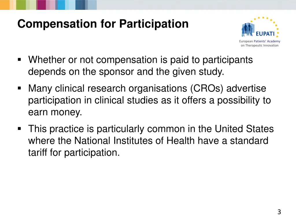 compensation for participation