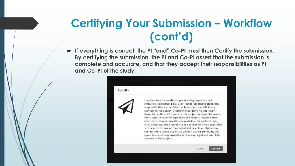 certifying your submission workflow cont d 1