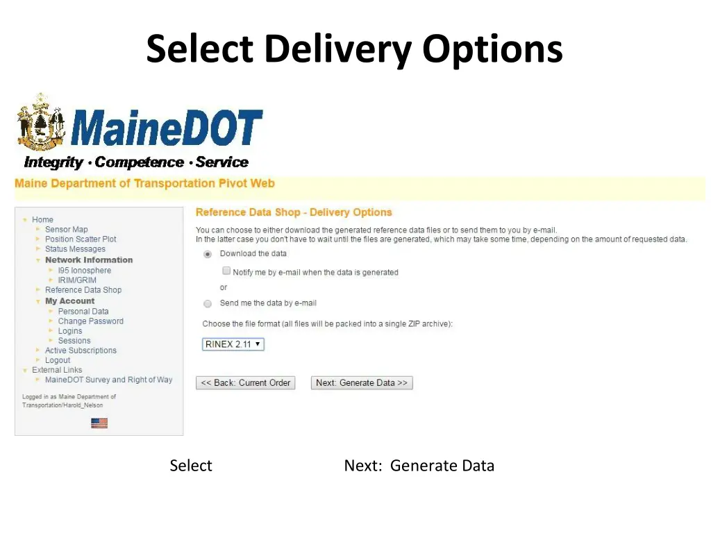 select delivery options