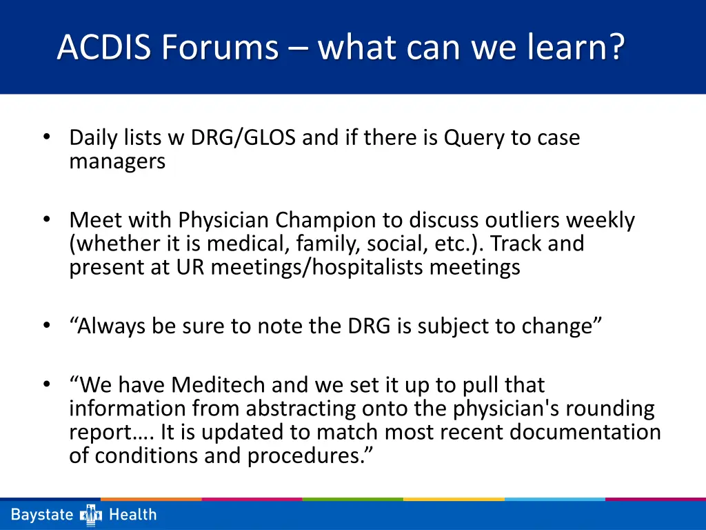 acdis forums what can we learn