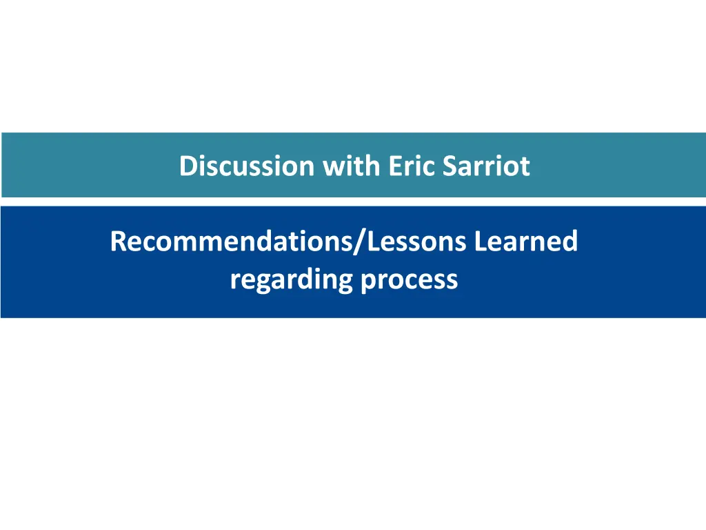 discussion with eric sarriot