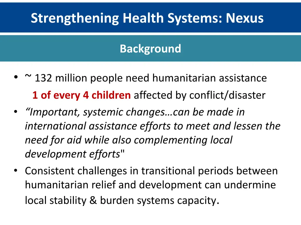 strengthening health systems nexus