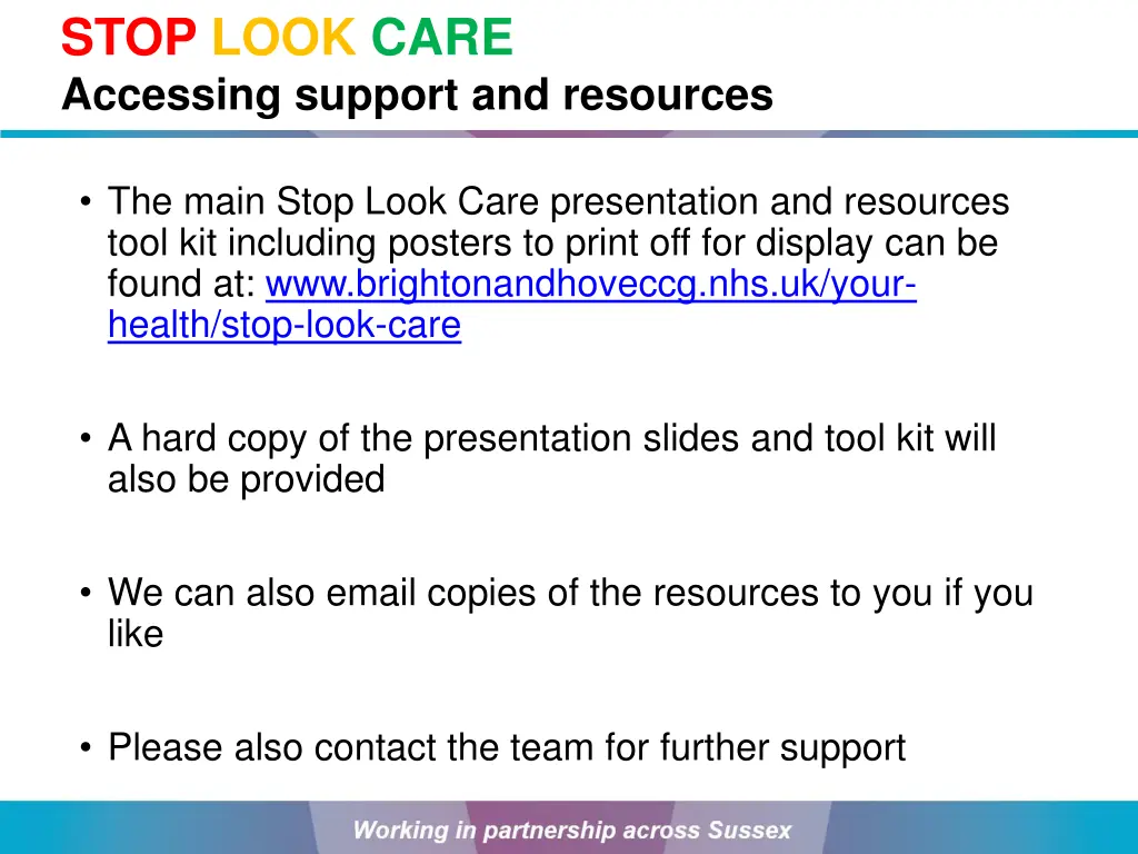 stop look care accessing support and resources