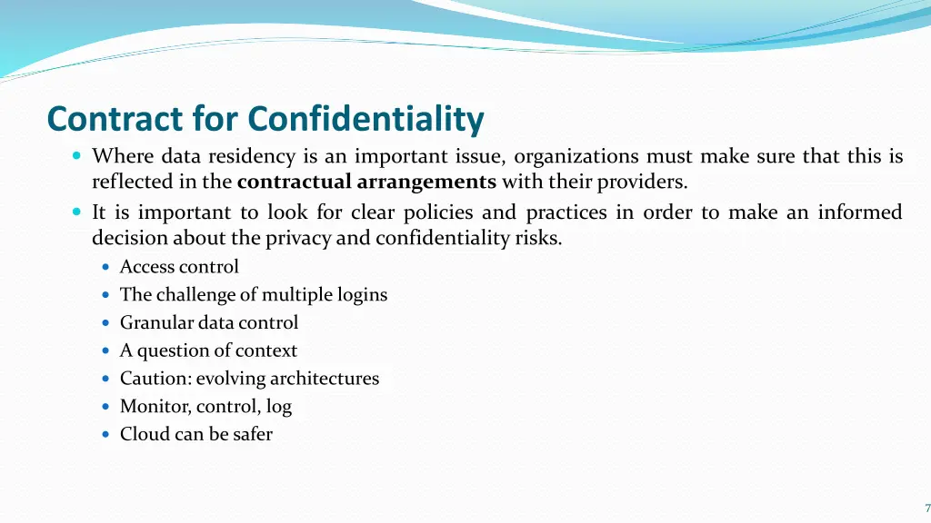 contract for confidentiality where data residency