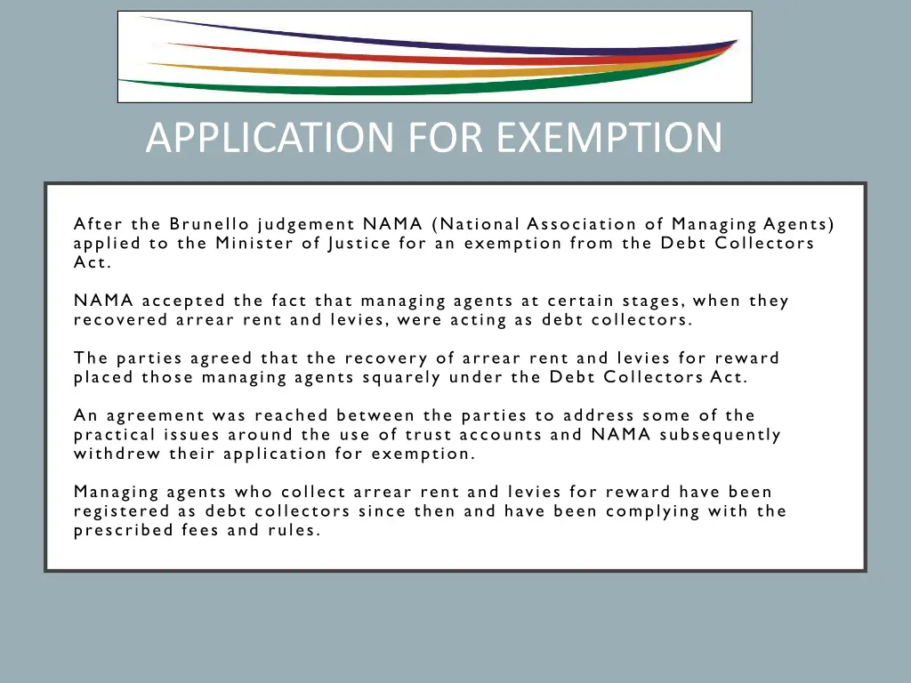 application for exemption