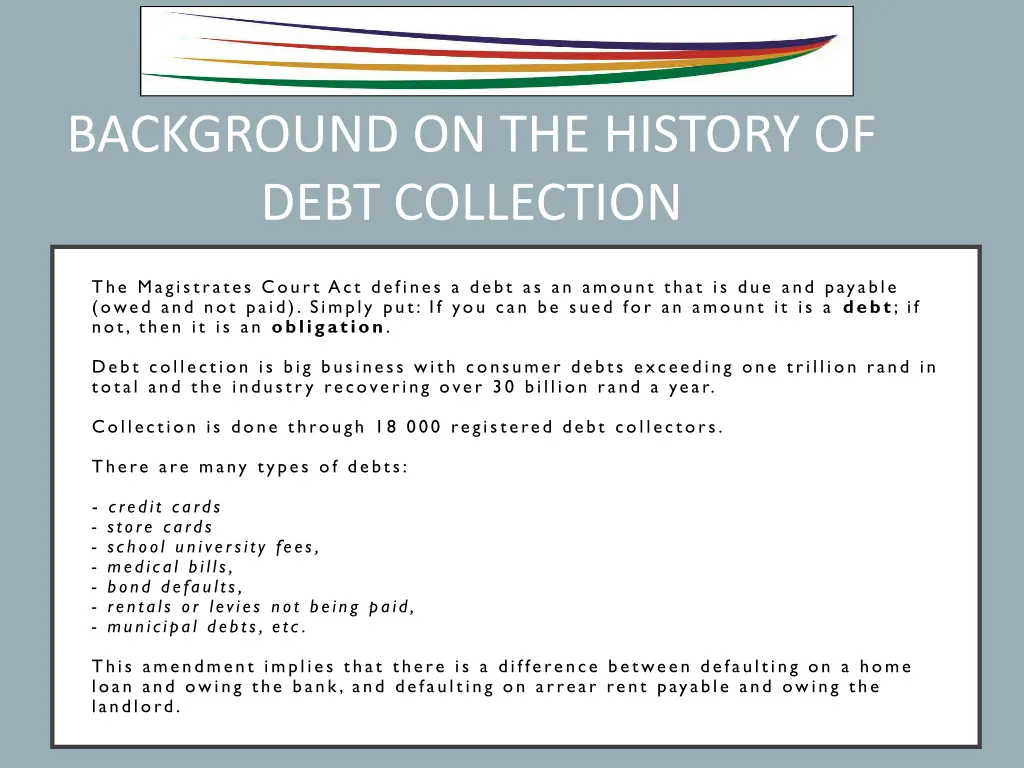 background on the history of debt collection