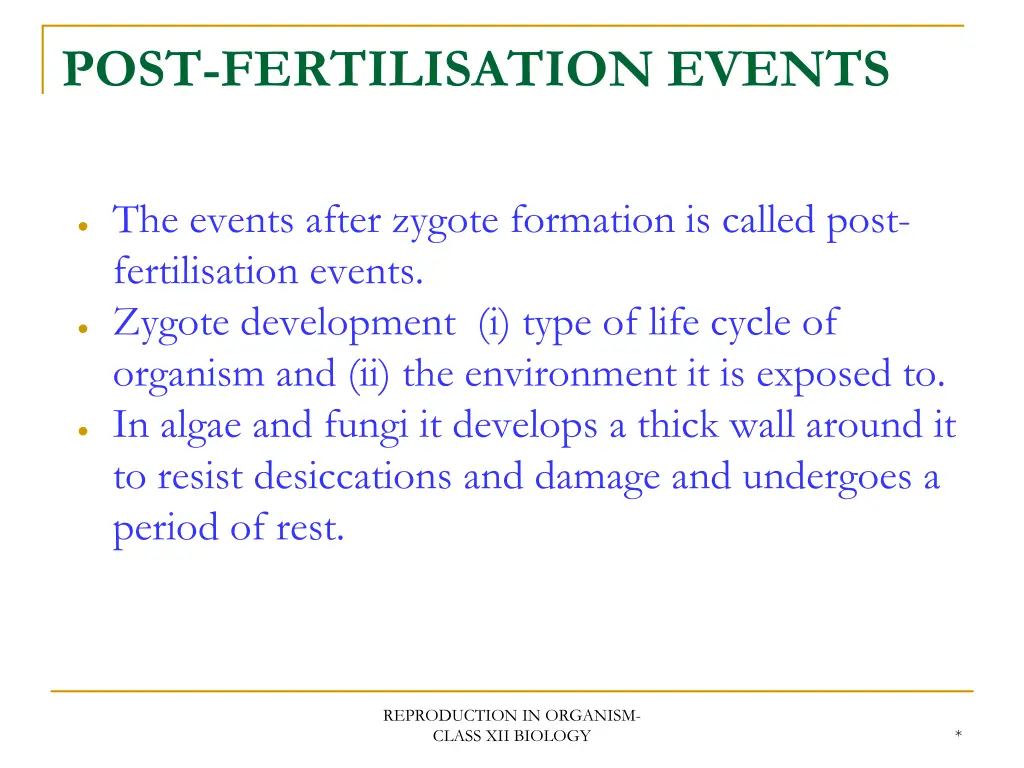 post fertilisation events