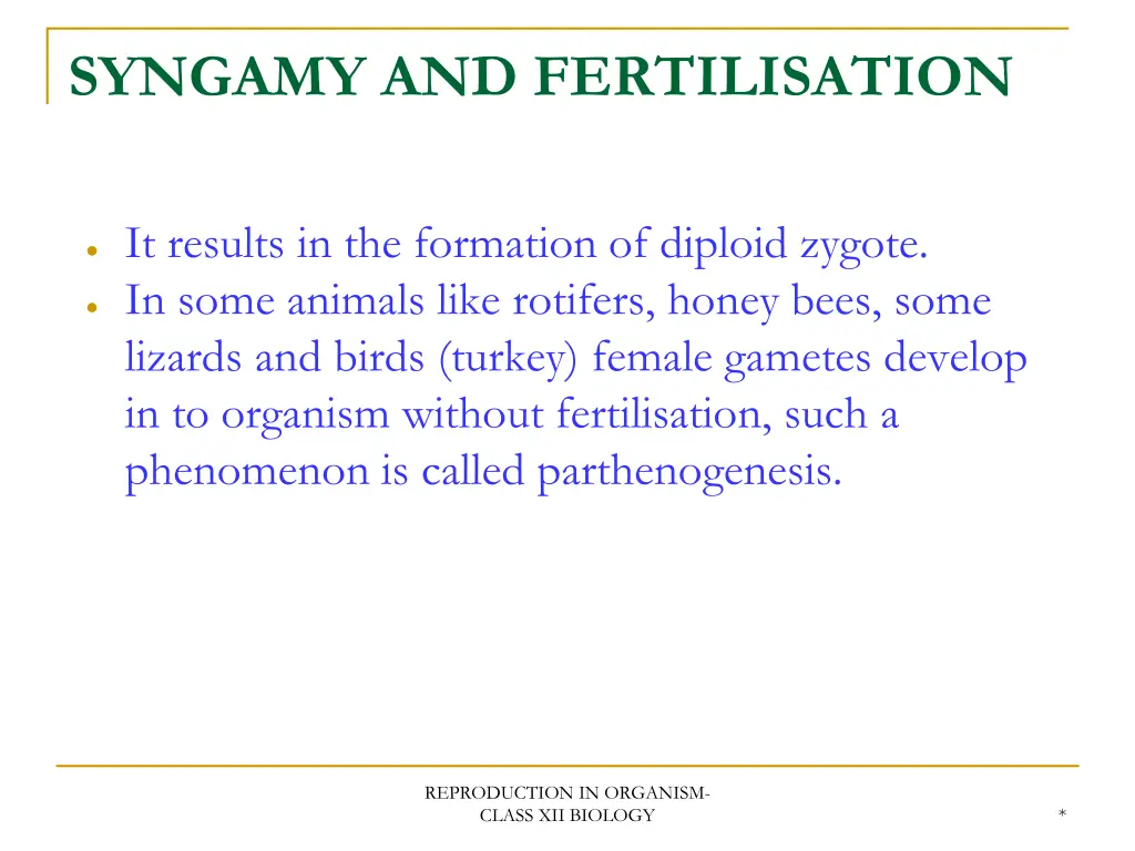 syngamy and fertilisation