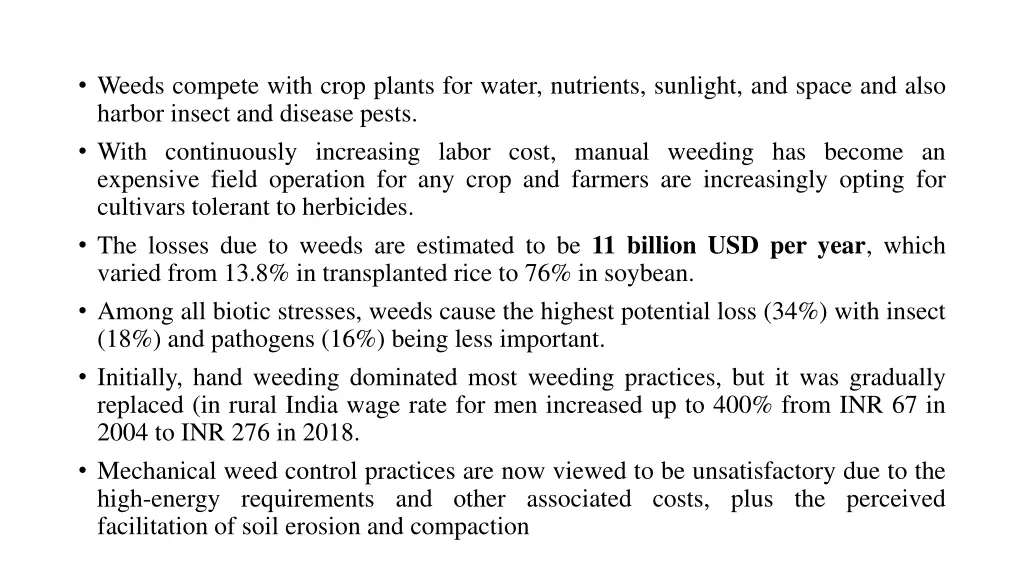 weeds compete with crop plants for water