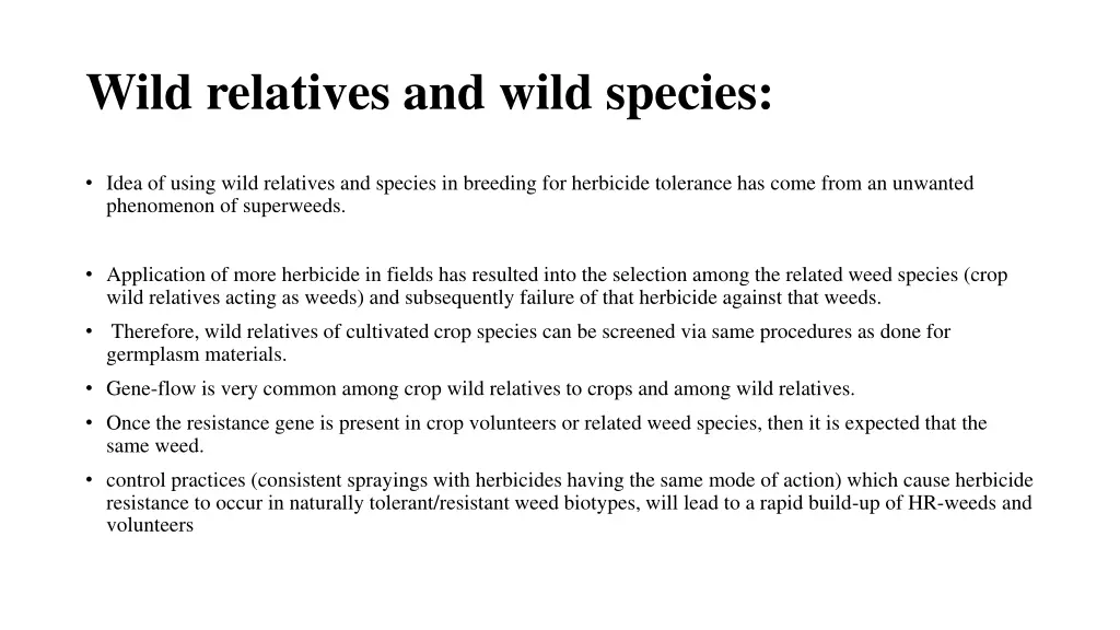 wild relatives and wild species