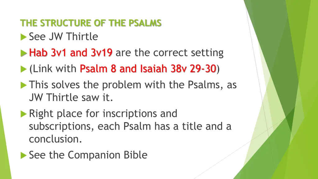 the structure of the psalms see jw thirtle