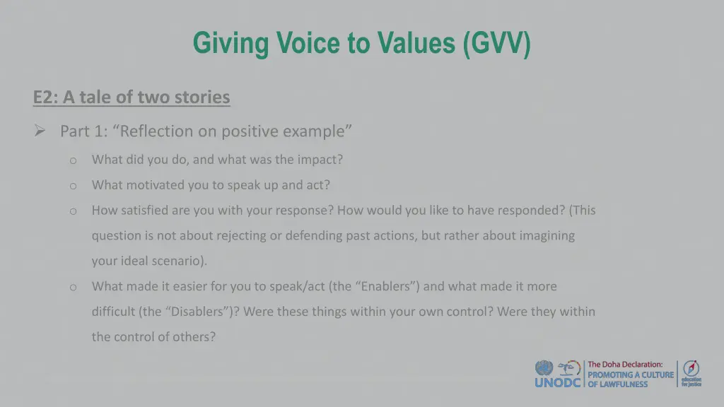 giving voice to values gvv 1