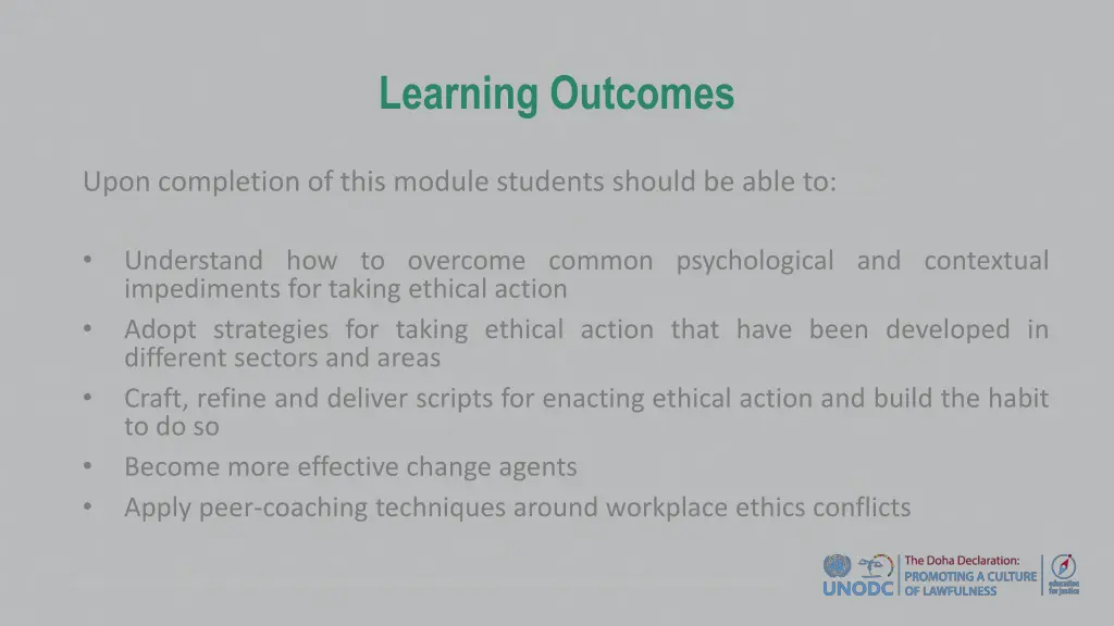 learning outcomes