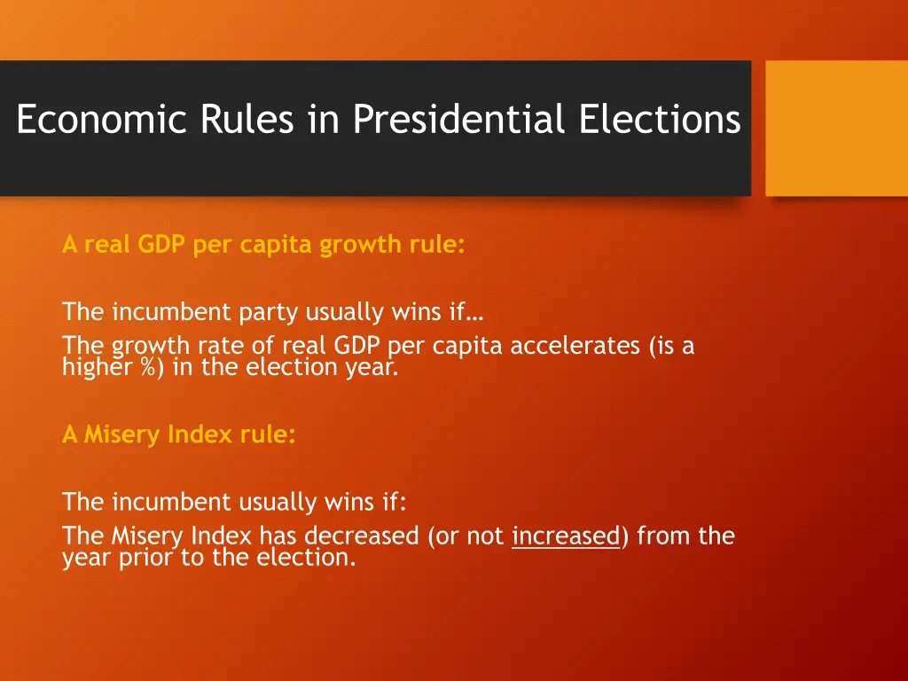 economic rules in presidential elections