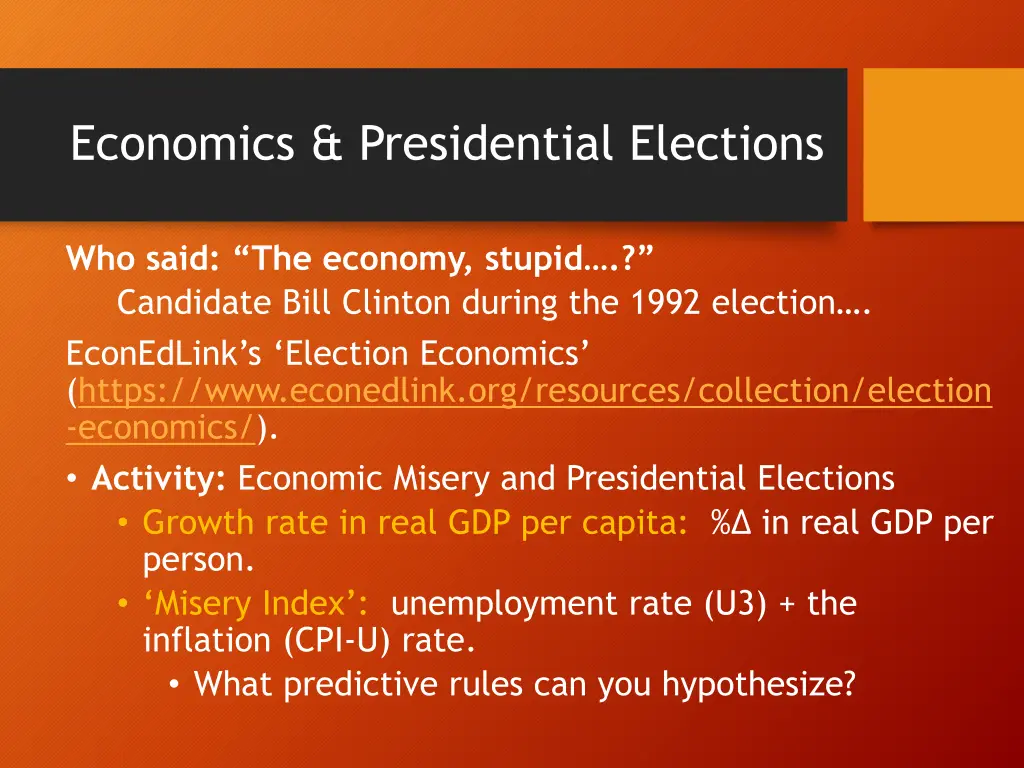 economics presidential elections