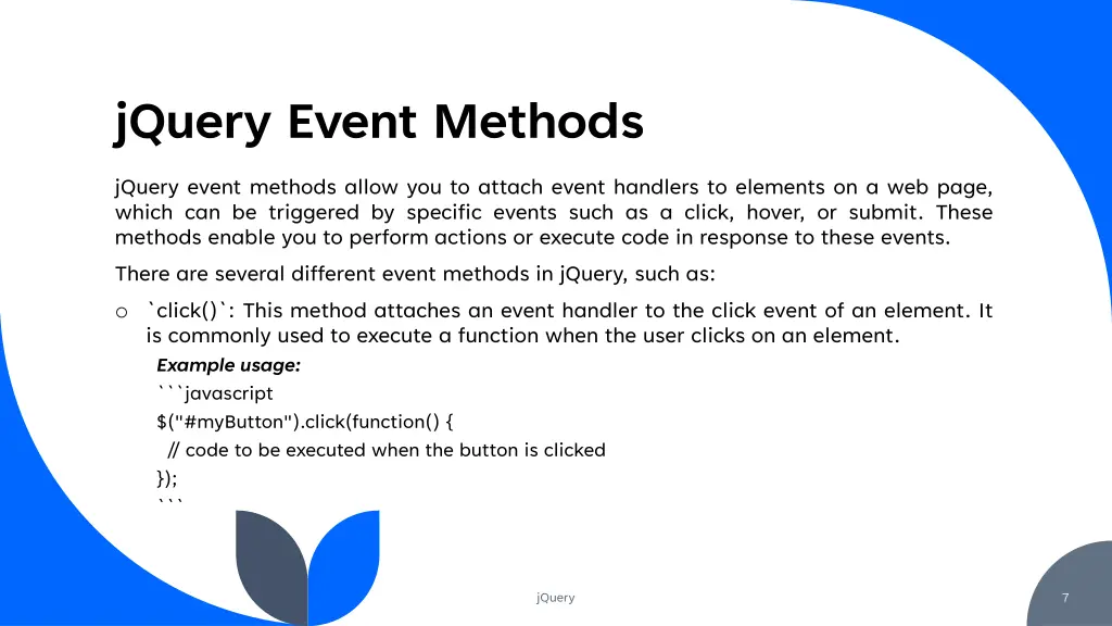 jquery event methods