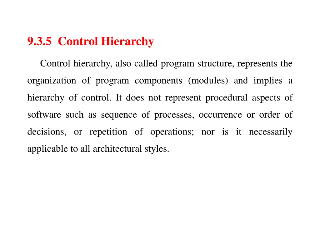 9 3 5 control hierarchy