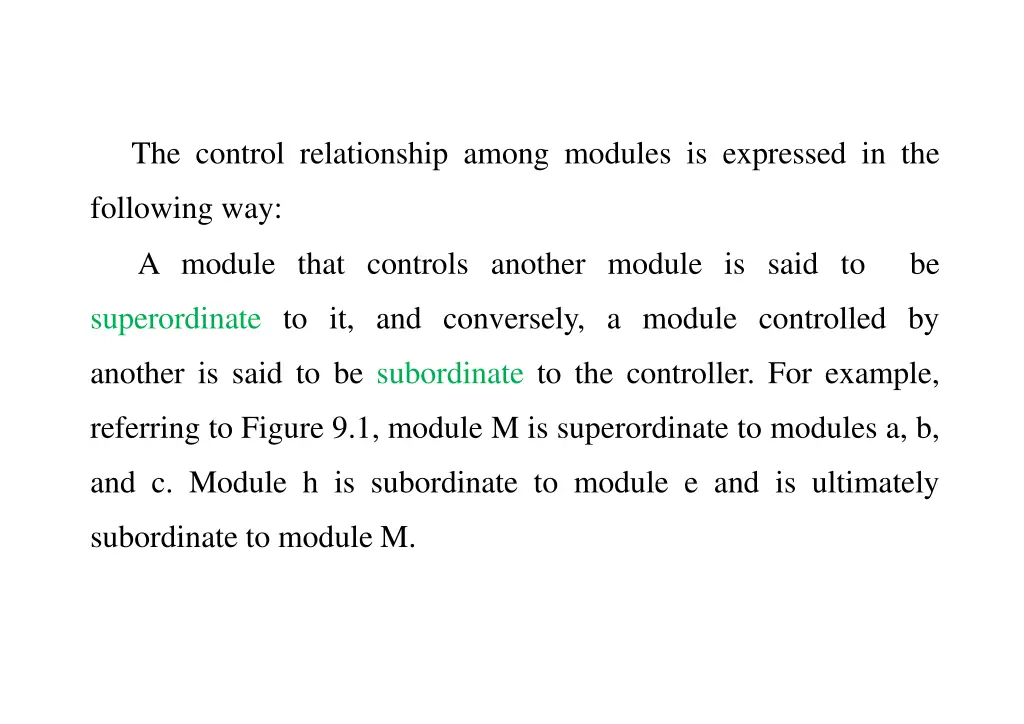 the control relationship among modules