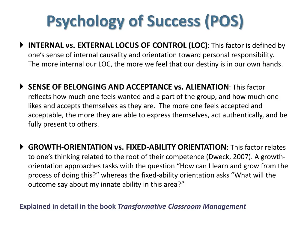 psychology of success pos