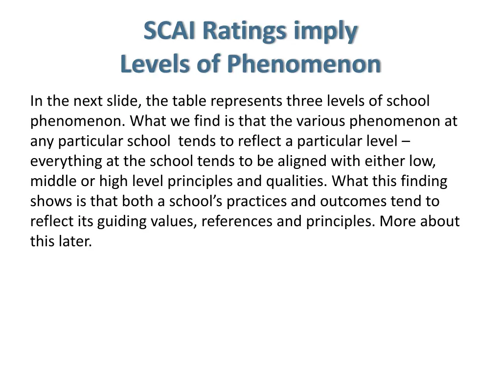 scai ratings imply levels of phenomenon