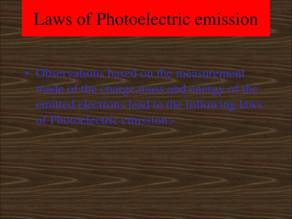 laws of photoelectric emission