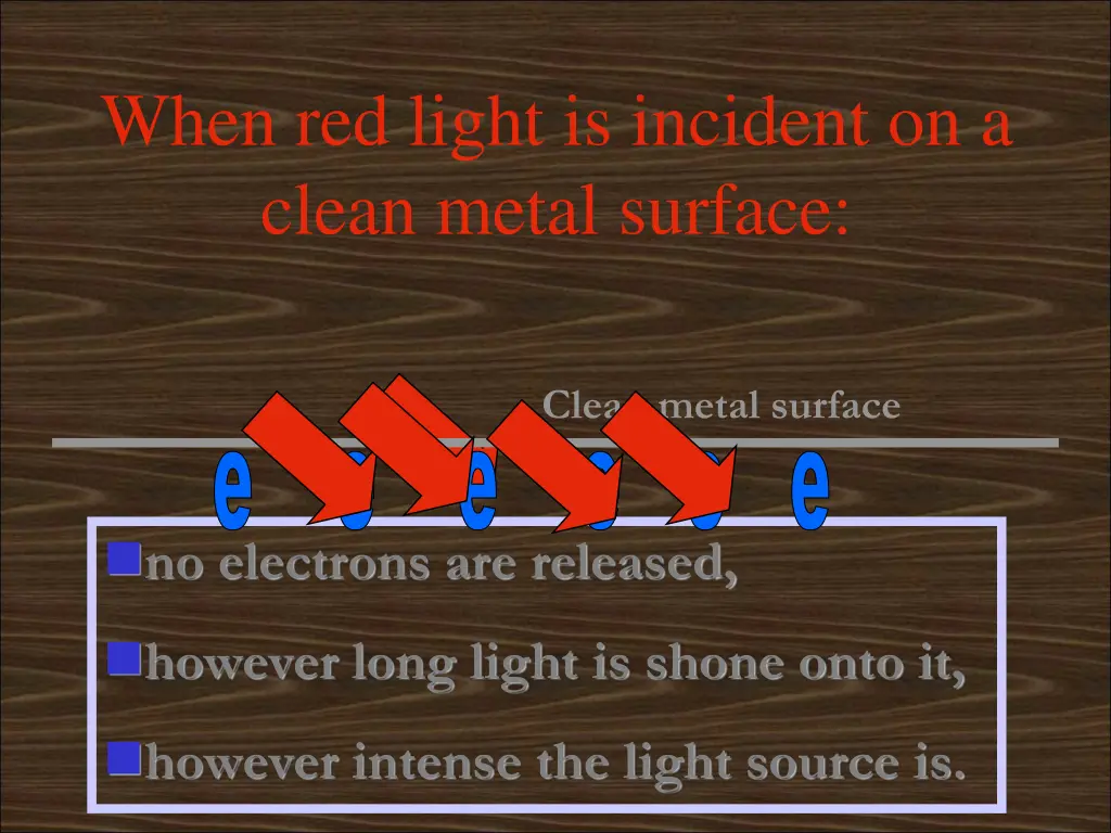 when red light is incident on a clean metal