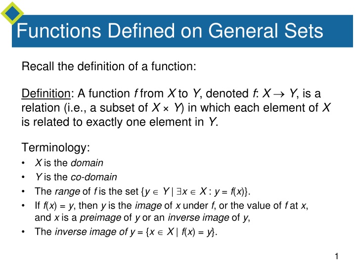 functions defined on general sets